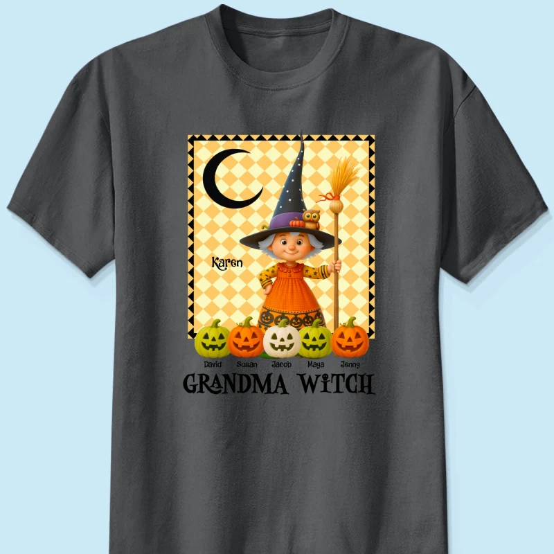 Grandma Witch Pumpkin Personalized Sweatshirt, Halloween Cozy Fall Sweatshirt for Grandma - Image 42