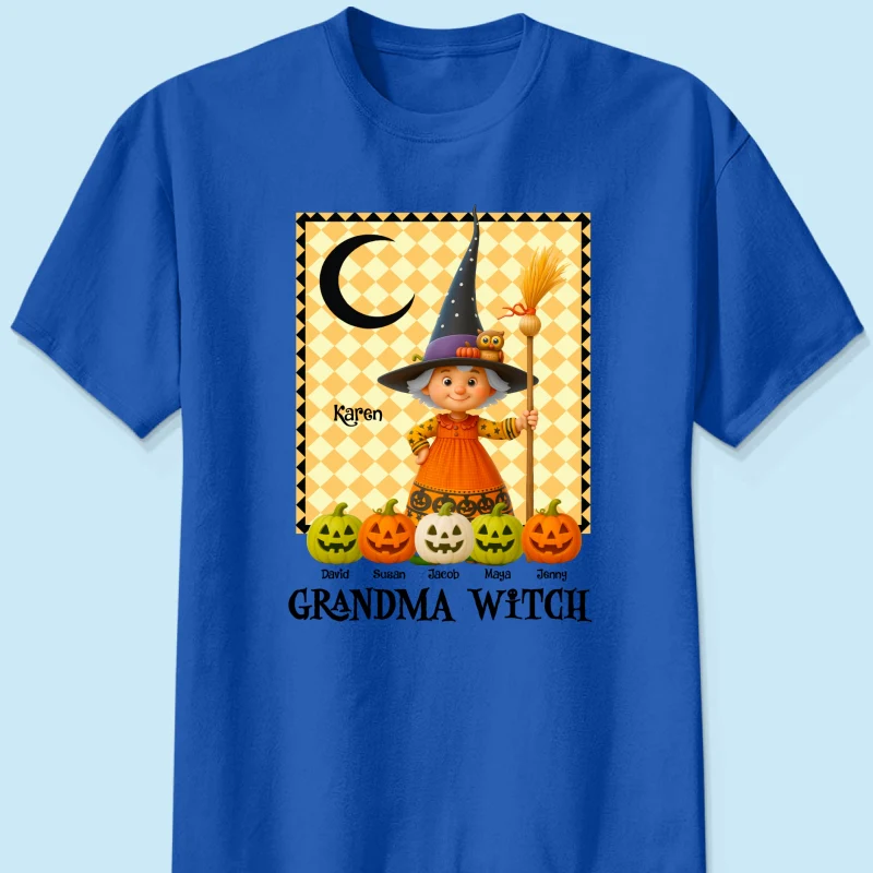 Grandma Witch Pumpkin Personalized Sweatshirt, Halloween Cozy Fall Sweatshirt for Grandma - Image 45