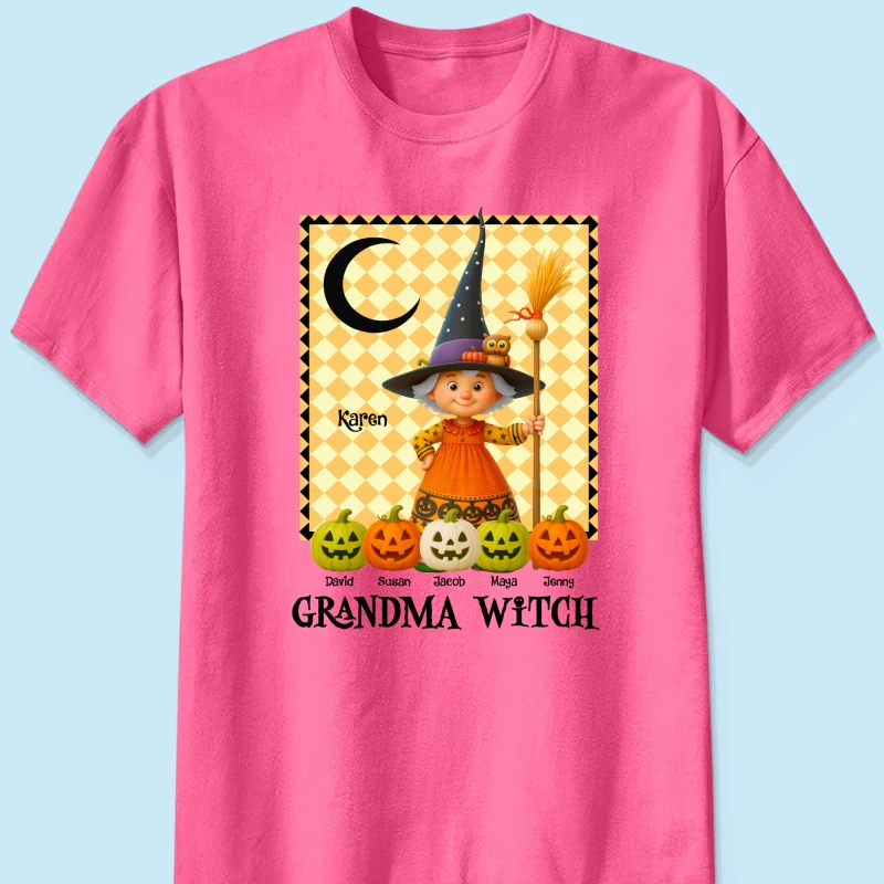 Grandma Witch Pumpkin Personalized Sweatshirt, Halloween Cozy Fall Sweatshirt for Grandma - Image 48