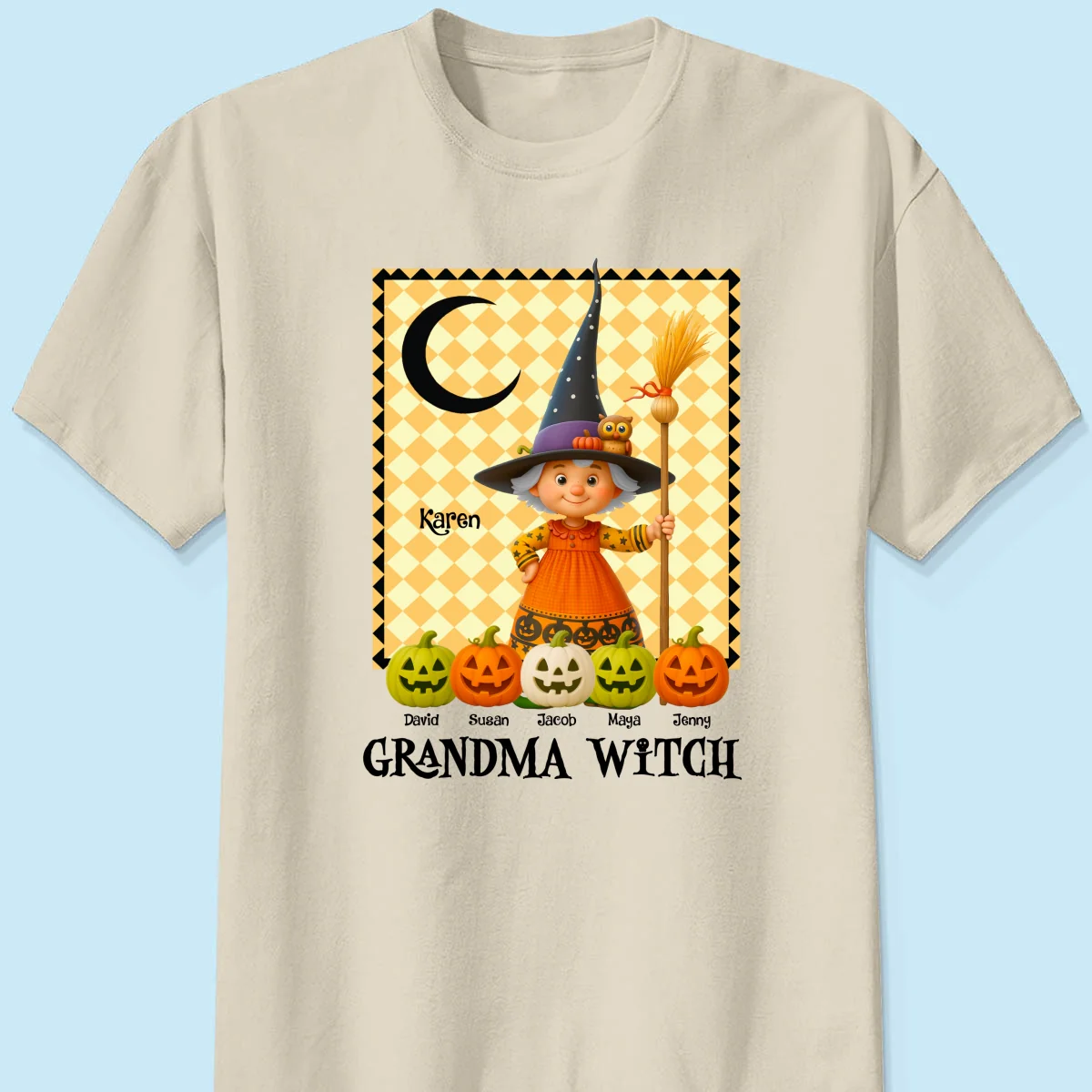 Grandma Witch Pumpkin Personalized Sweatshirt, Halloween Cozy Fall Sweatshirt for Grandma - Image 49