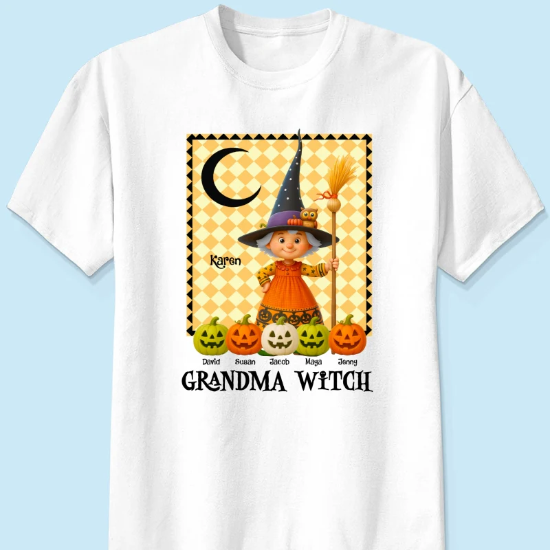 Grandma Witch Pumpkin Personalized Sweatshirt, Halloween Cozy Fall Sweatshirt for Grandma - Image 50