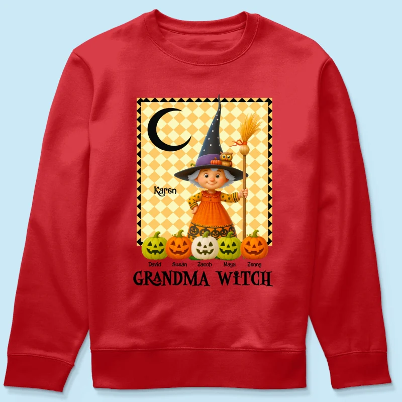 Grandma Witch Pumpkin Personalized Sweatshirt, Halloween Cozy Fall Sweatshirt for Grandma - Image 6