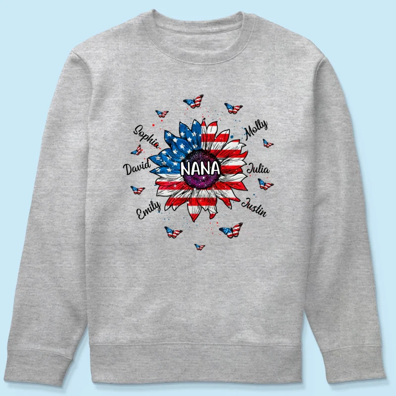 Grandma With Grandkids Names Nation Flag Sunflower Personalized Shirt - Image 19