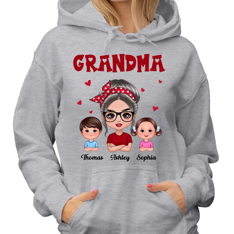 Grandma With Polka Dot Pattern Turban And Grandkids Personalized Shirt (Custom Any Title) - Image 4