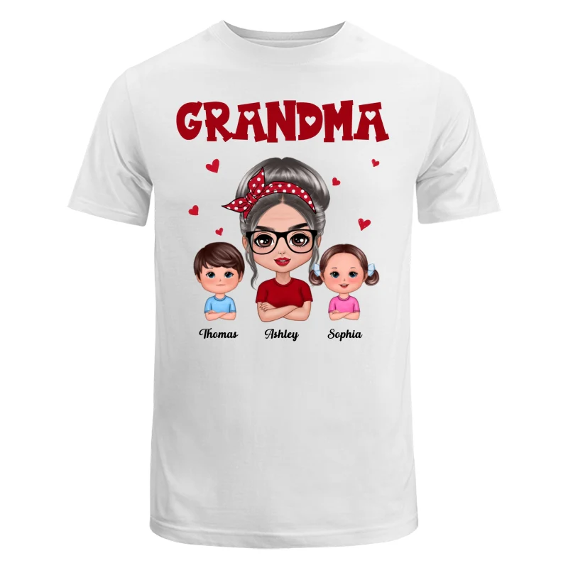 Grandma With Polka Dot Pattern Turban And Grandkids Personalized Shirt (Custom Any Title) - Image 5