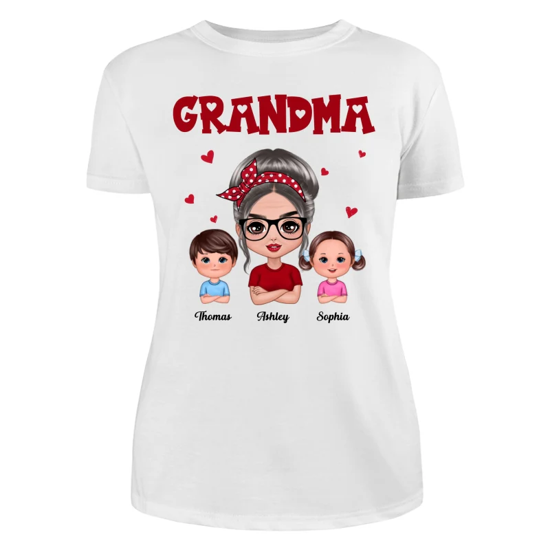 Grandma With Polka Dot Pattern Turban And Grandkids Personalized Shirt (Custom Any Title) - Image 9