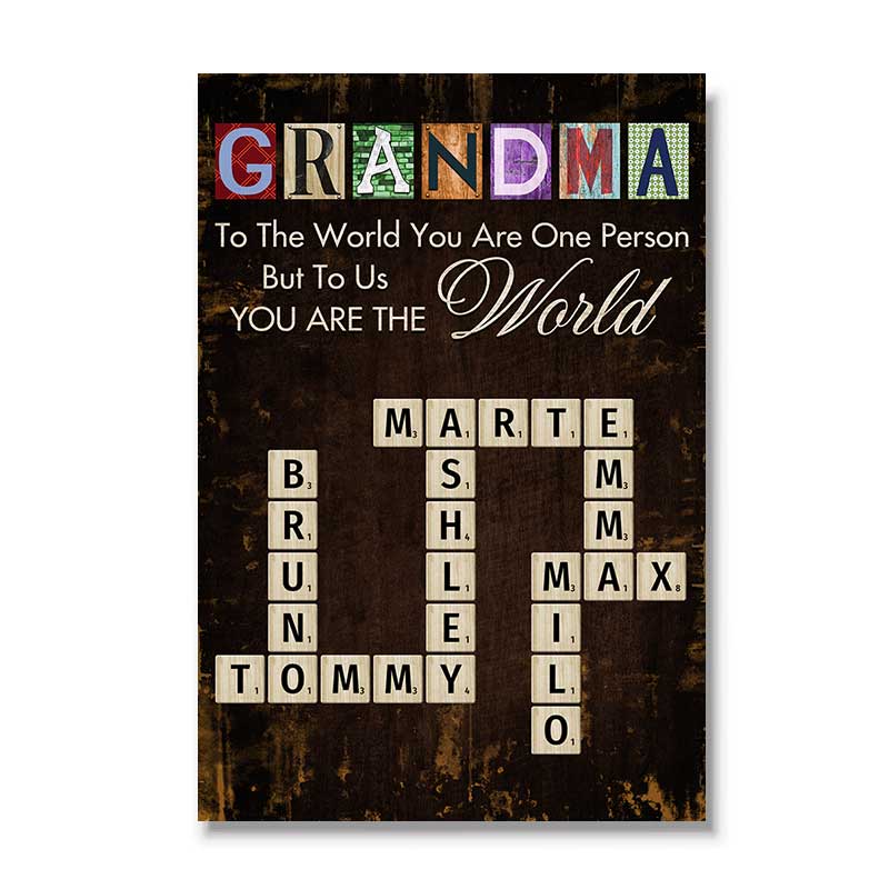 Grandma You Are The World Crossword Puzzle Art Home Decor Personalized Poster - Image 3