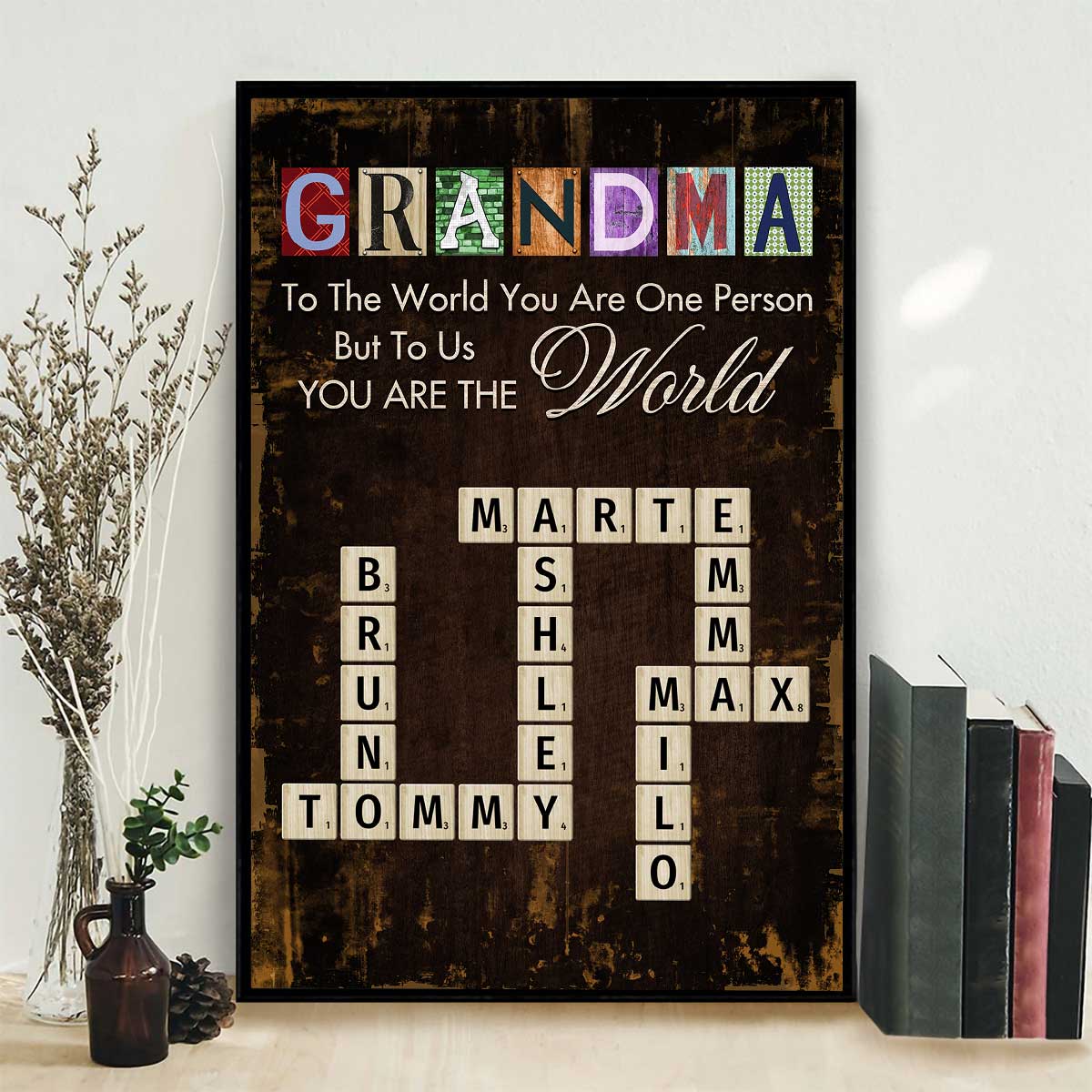 Grandma You Are The World Crossword Puzzle Art Home Decor Personalized Poster - Image 4