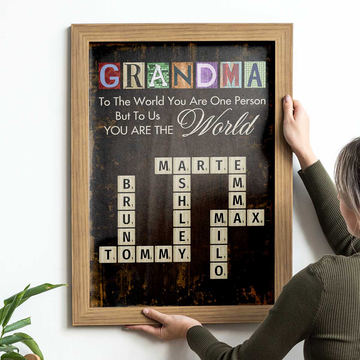 Grandma You Are The World Crossword Puzzle Art Home Decor Personalized Poster - Image 5