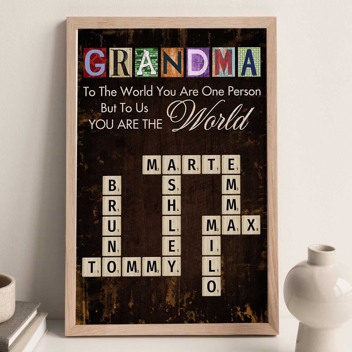 Grandma You Are The World Crossword Puzzle Art Home Decor Personalized Poster - Image 6
