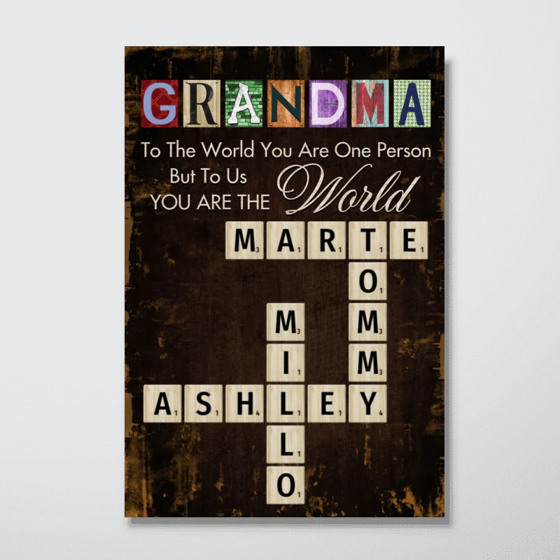 Grandma You Are The World Crossword Puzzle Art Home Decor Personalized Poster - Image 8