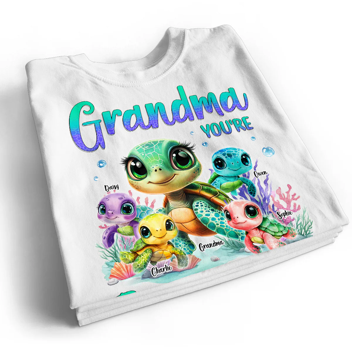 Grandma You're Turtley Awesome Personalized Shirt, Gift for Grandma - Image 3