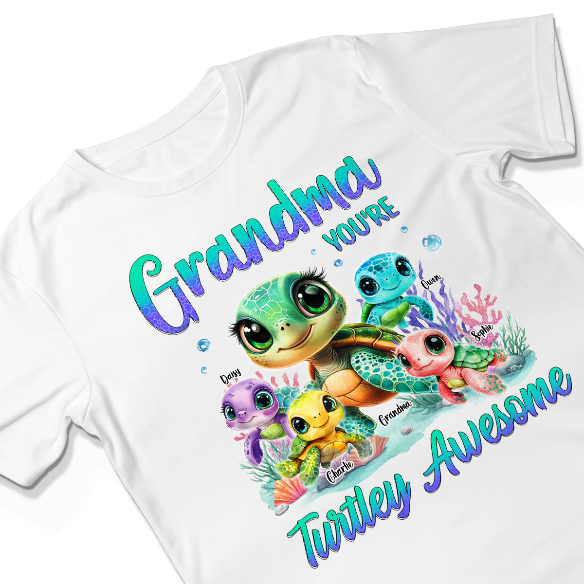 Grandma You're Turtley Awesome Personalized Shirt, Gift for Grandma - Image 4