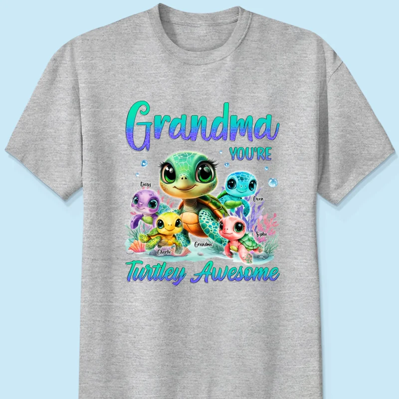 Grandma You're Turtley Awesome Personalized Shirt, Gift for Grandma - Image 9
