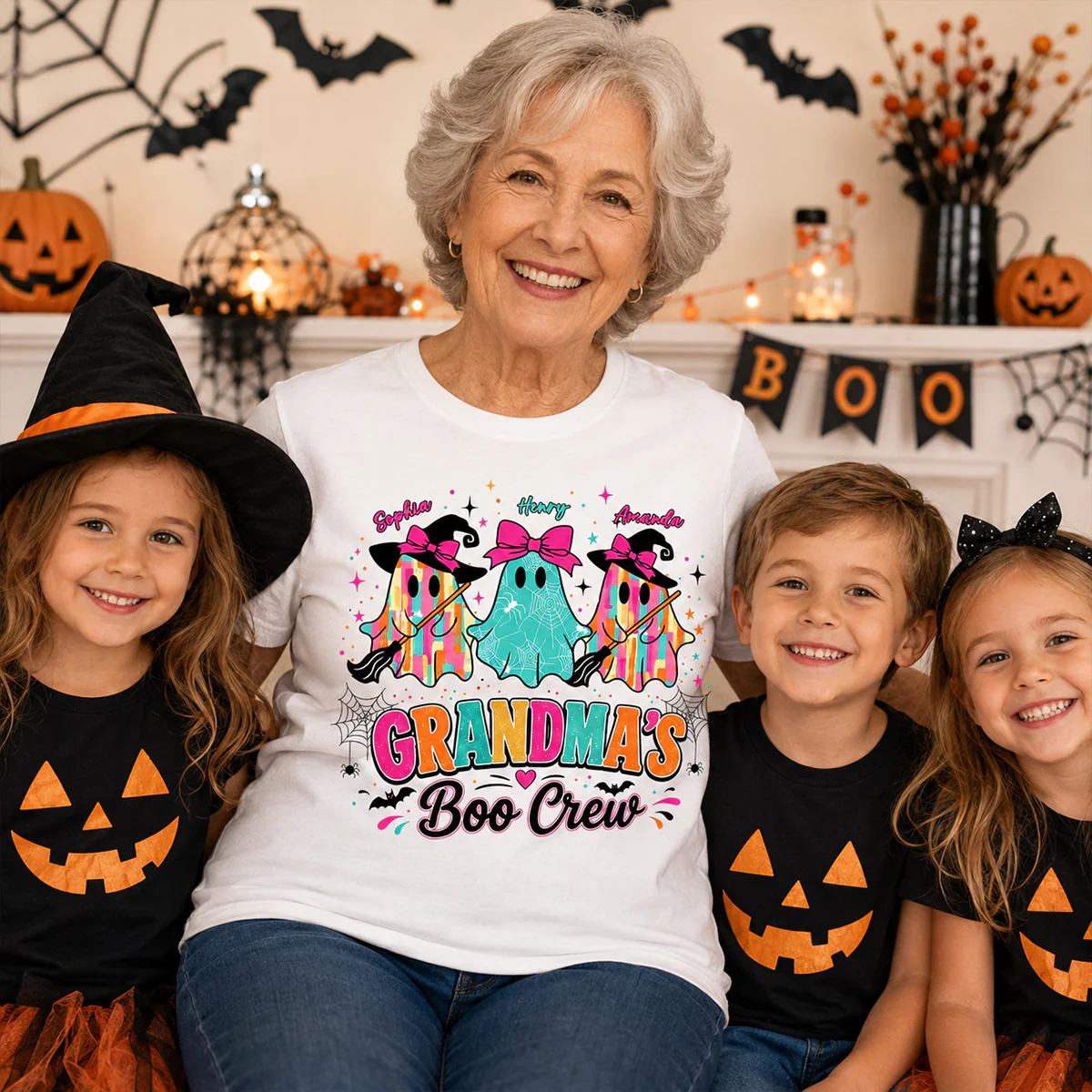 Grandma's Boo Crew Cute Bow Ghost - Personalized Shirt - Gift for Grandma - Image 2