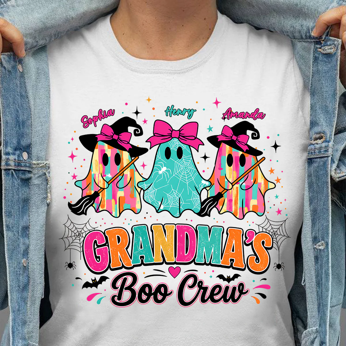 Grandma's Boo Crew Cute Bow Ghost - Personalized Shirt - Gift for Grandma - Image 6
