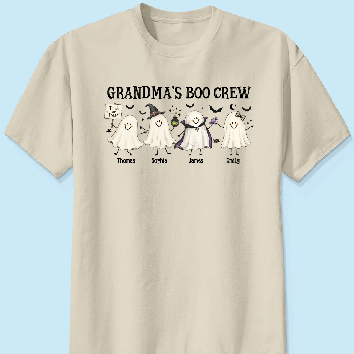Grandma's Boo Crew Cute Doodle Ghosts - Personalized Shirt - Perfect Halloween Costume for Grandma - Image 12