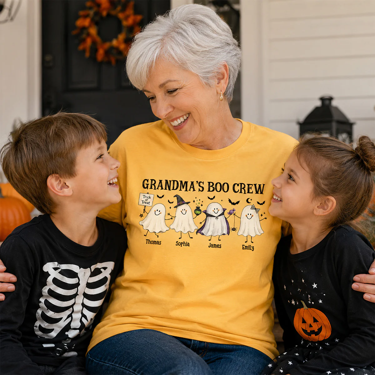 Grandma's Boo Crew Cute Doodle Ghosts - Personalized Shirt - Perfect Halloween Costume for Grandma - Image 7