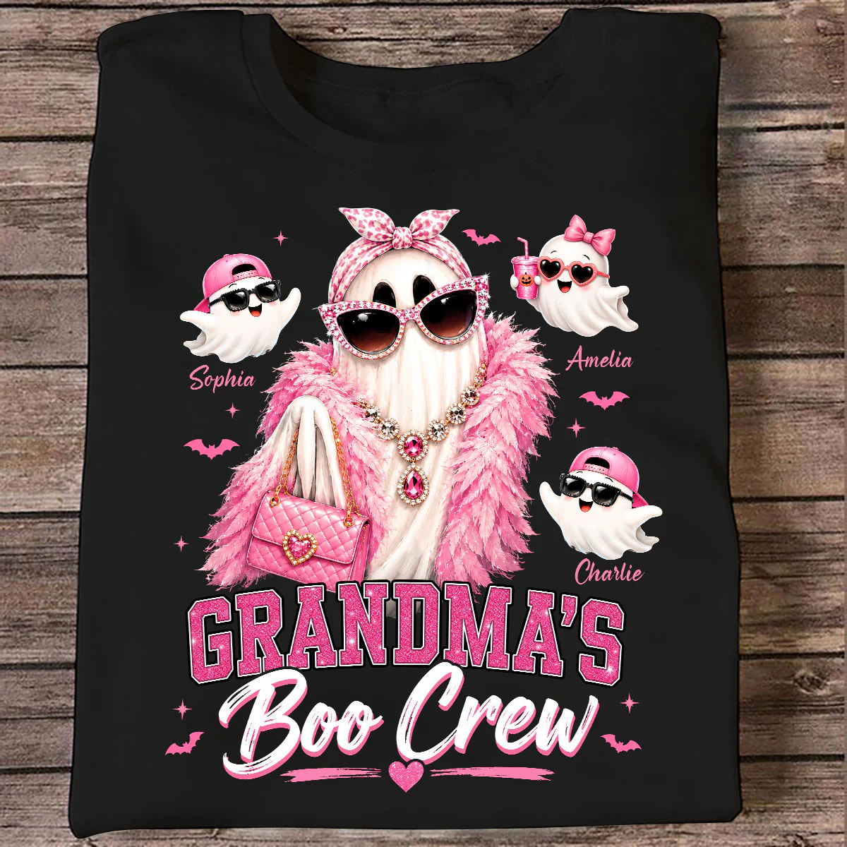Grandma's Boo Crew Glam Ghost - Personalized Shirt - Halloween Gift for Grandma, Summerween - Image 2