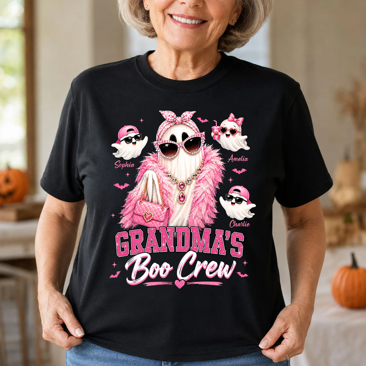 Grandma's Boo Crew Glam Ghost - Personalized Shirt - Halloween Gift for Grandma, Summerween - Image 3