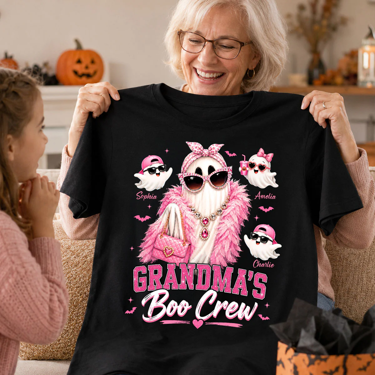 Grandma's Boo Crew Glam Ghost - Personalized Shirt - Halloween Gift for Grandma, Summerween - Image 4
