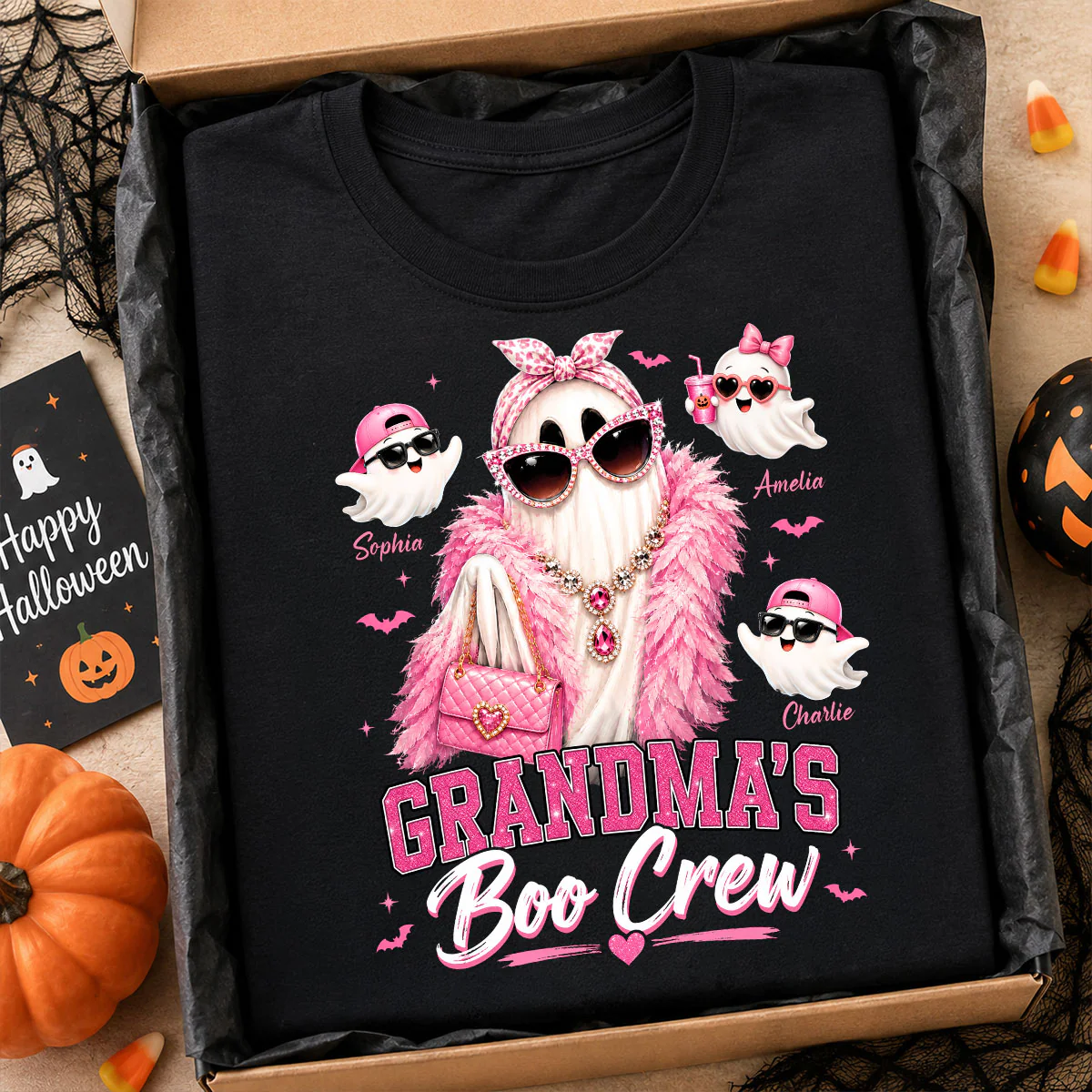 Grandma's Boo Crew Glam Ghost - Personalized Shirt - Halloween Gift for Grandma, Summerween - Image 6