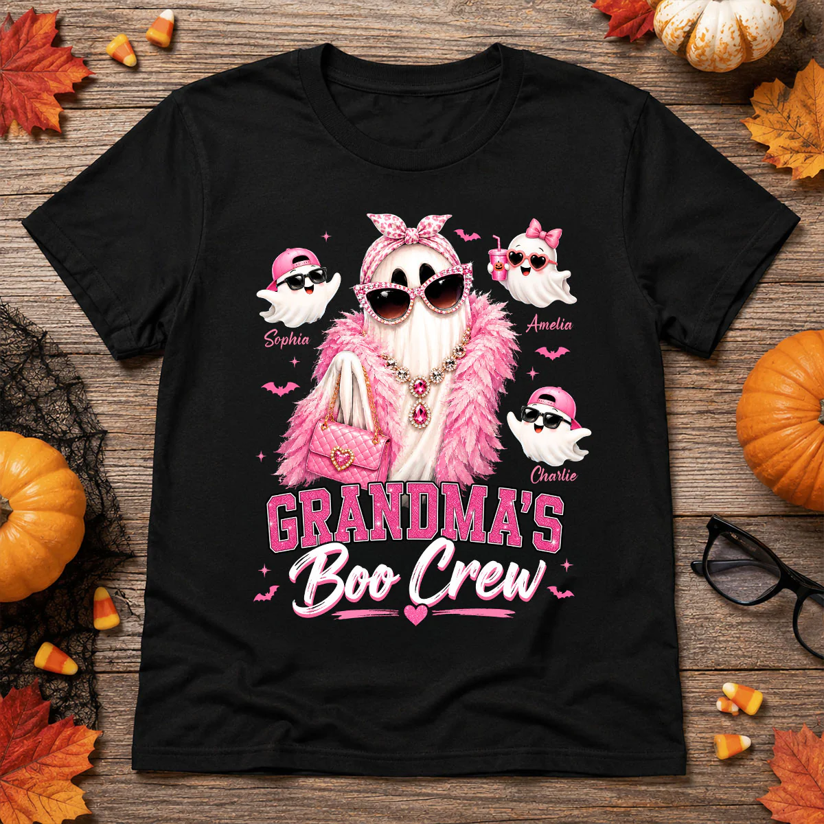 Grandma's Boo Crew Glam Ghost - Personalized Shirt - Halloween Gift for Grandma, Summerween - Image 7