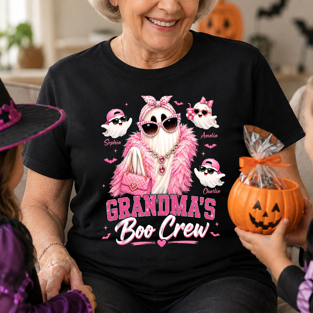 Grandma's Boo Crew Glam Ghost - Personalized Shirt - Halloween Gift for Grandma, Summerween - Image 8