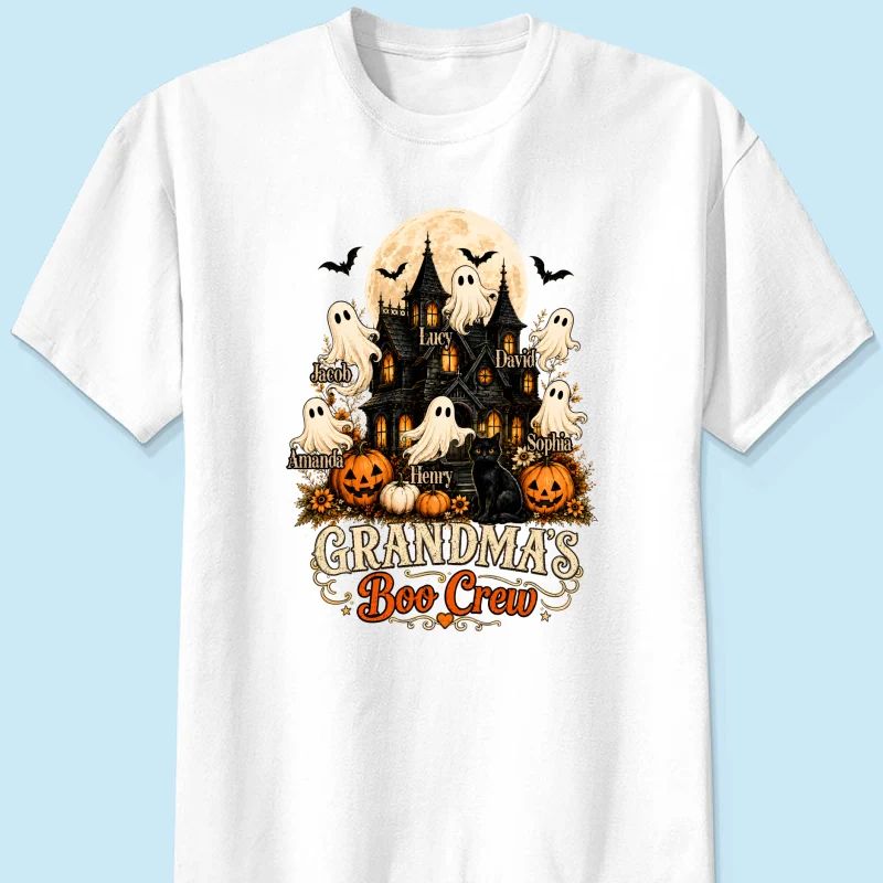 Grandma's Boo Crew Halloween Haunted House - Personalized Light Color Shirt - Gift for Grandma - Image 11