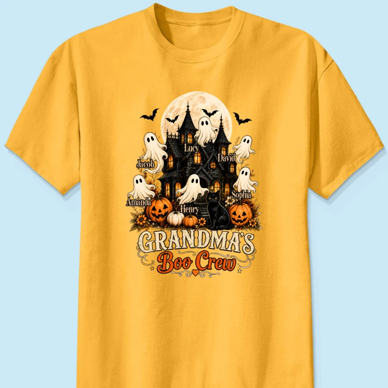 Grandma's Boo Crew Halloween Haunted House - Personalized Light Color Shirt - Gift for Grandma - Image 12