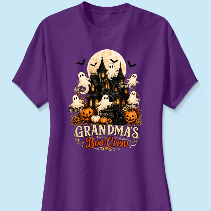 Grandma's Boo Crew Halloween Haunted House - Personalized Light Color Shirt - Gift for Grandma - Image 13