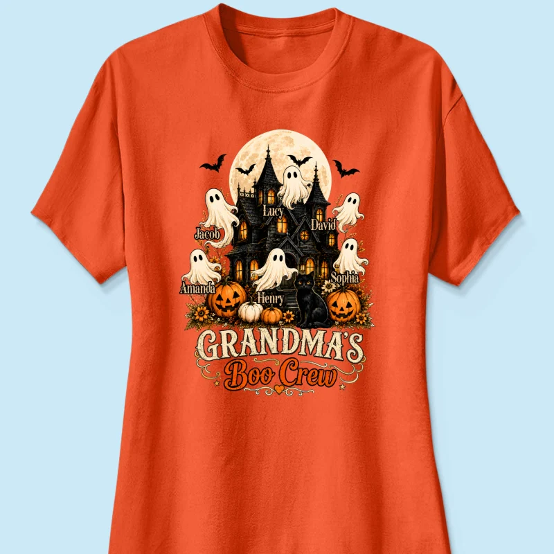 Grandma's Boo Crew Halloween Haunted House - Personalized Light Color Shirt - Gift for Grandma - Image 14