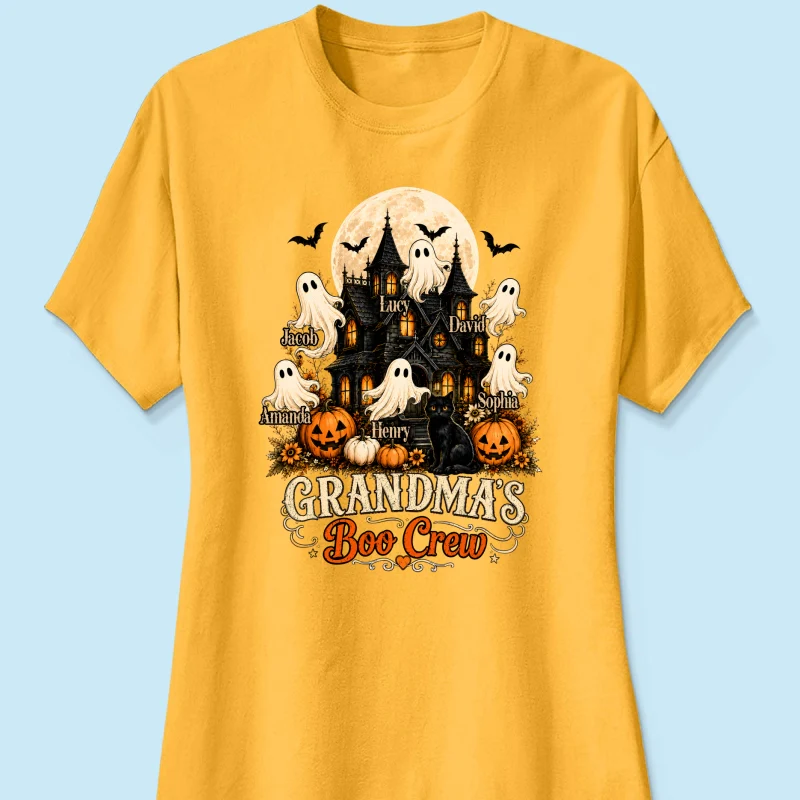 Grandma's Boo Crew Halloween Haunted House - Personalized Light Color Shirt - Gift for Grandma - Image 16
