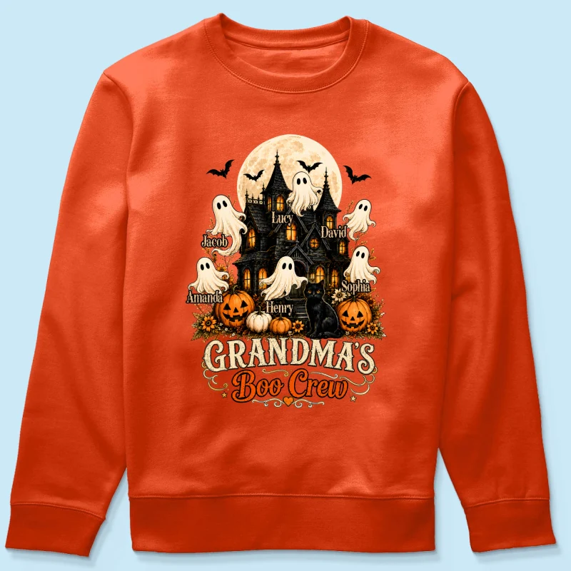 Grandma's Boo Crew Halloween Haunted House - Personalized Light Color Shirt - Gift for Grandma - Image 17