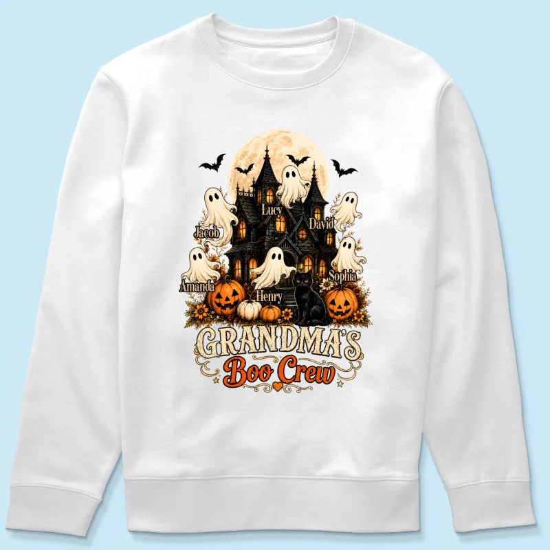 Grandma's Boo Crew Halloween Haunted House - Personalized Light Color Shirt - Gift for Grandma - Image 18