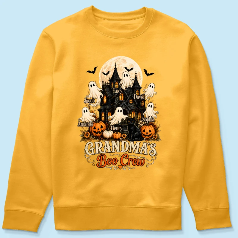 Grandma's Boo Crew Halloween Haunted House - Personalized Light Color Shirt - Gift for Grandma - Image 19