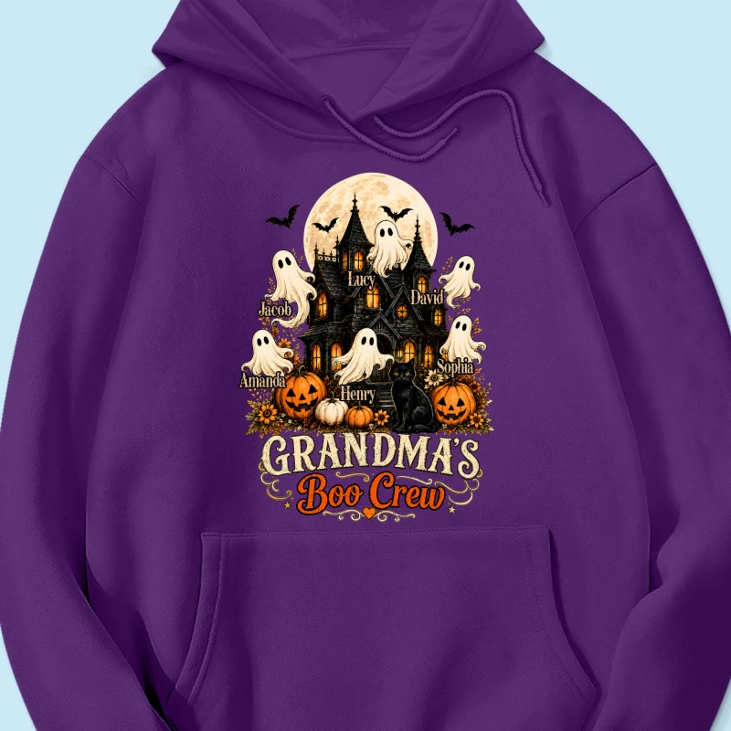 Grandma's Boo Crew Halloween Haunted House - Personalized Light Color Shirt - Gift for Grandma - Image 21