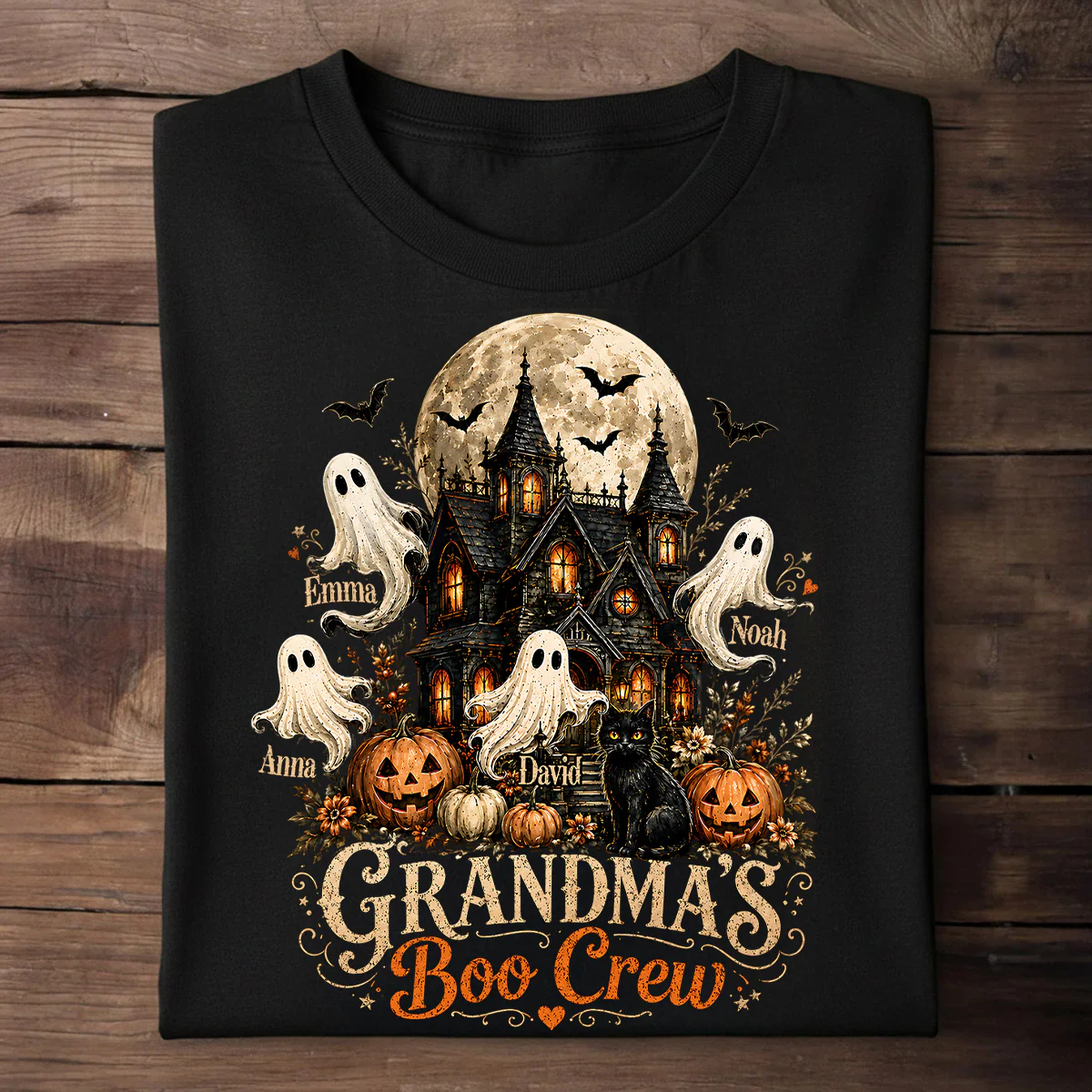 Grandma's Boo Crew Halloween Haunted House - Personalized Shirt - Gift for Grandma - Image 3