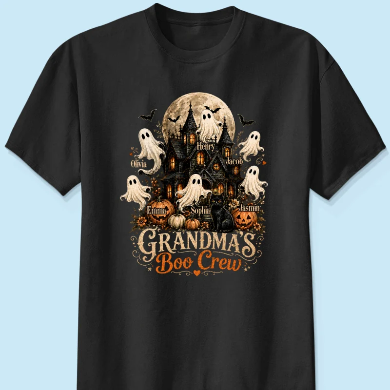 Grandma's Boo Crew Halloween Haunted House - Personalized Shirt - Gift for Grandma - Image 8