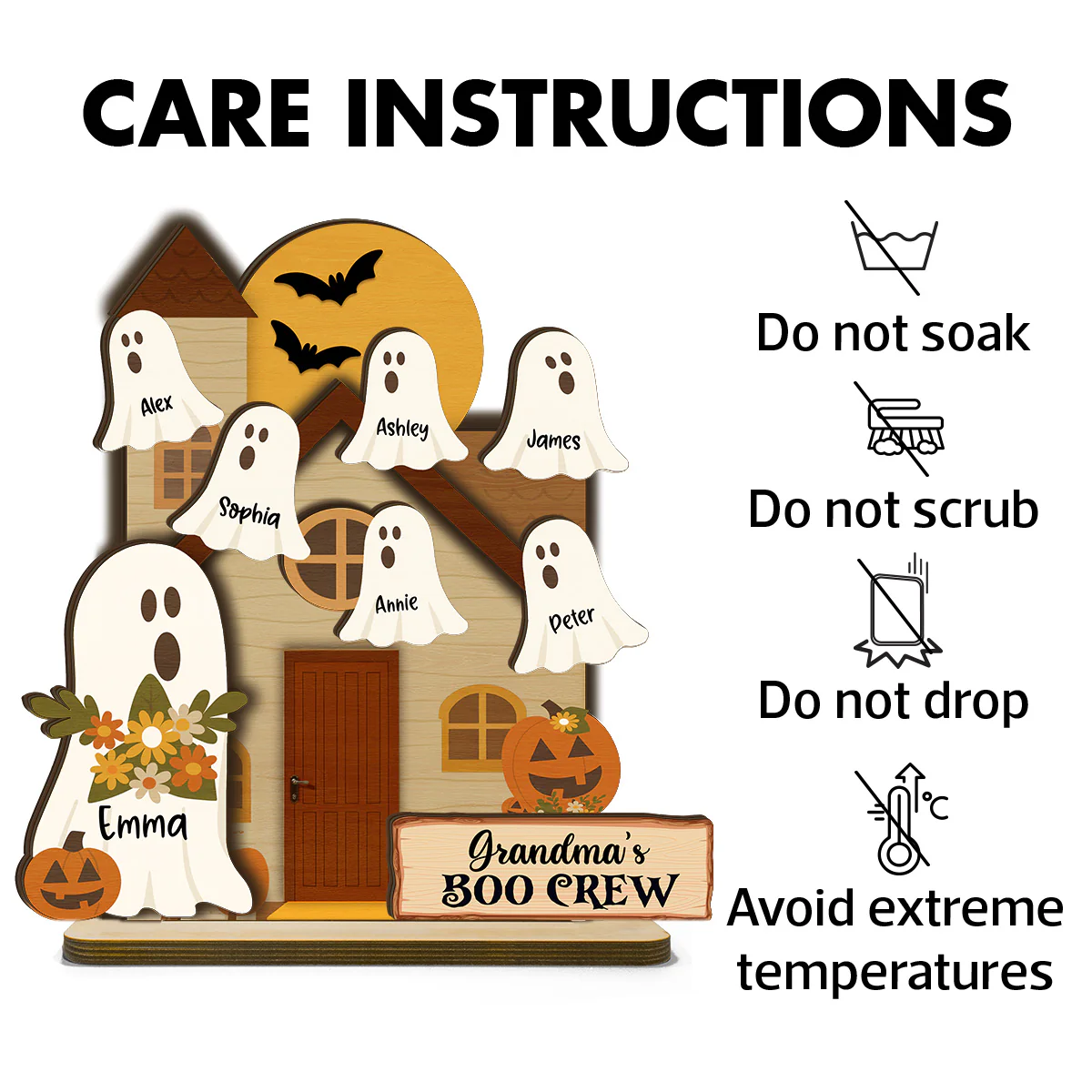 Grandma's Boo Crew Halloween Tiered Tray Decor Personalized 2-Layer Standing Wooden Plaque - Image 7