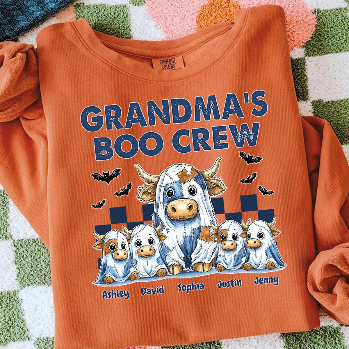 Grandma's Boo Crew Highland Cow Personalized Sweatshirt, Cozy Fall Vibe Sweatshirt - Image 3