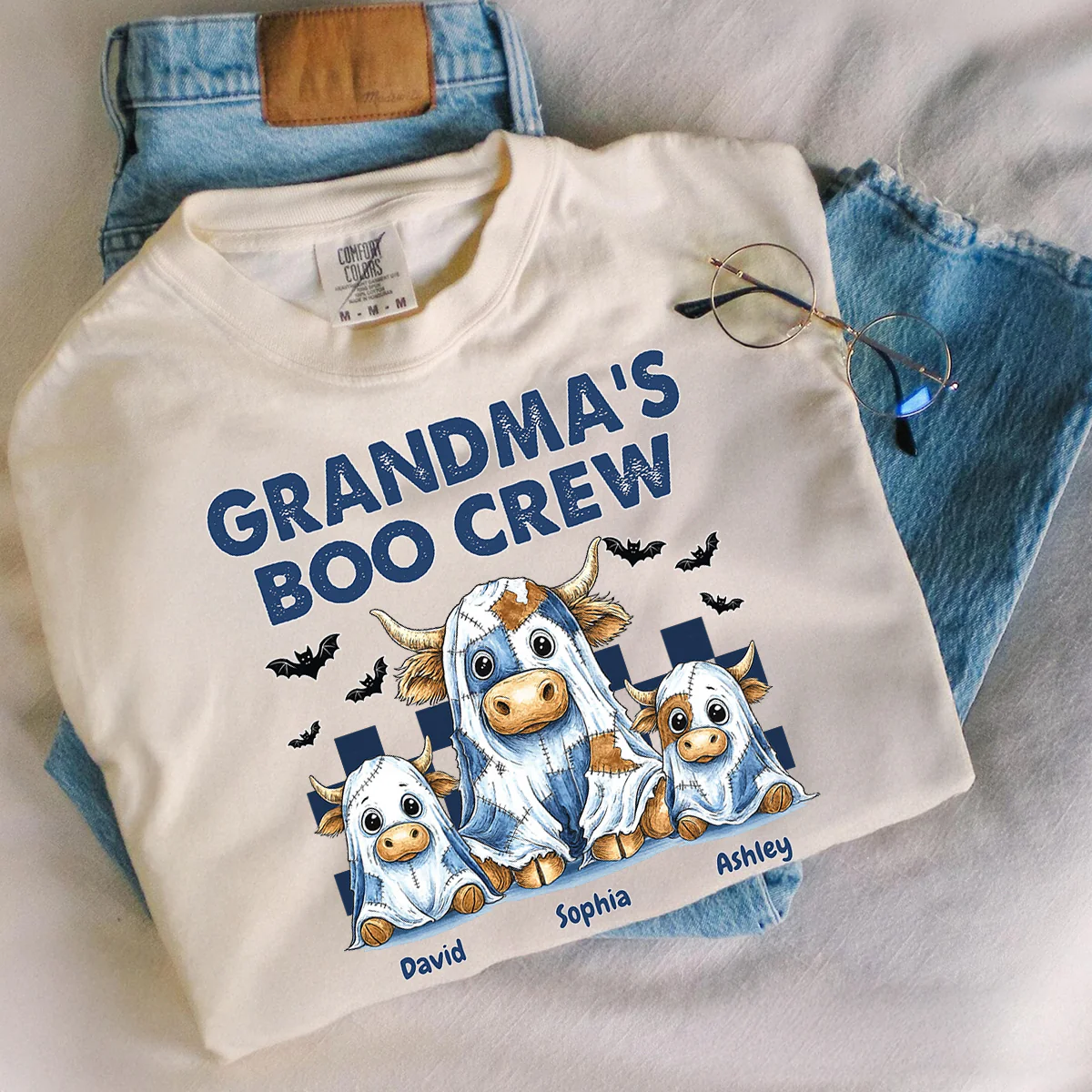 Grandma's Boo Crew Highland Cow Personalized Sweatshirt, Cozy Fall Vibe Sweatshirt - Image 7