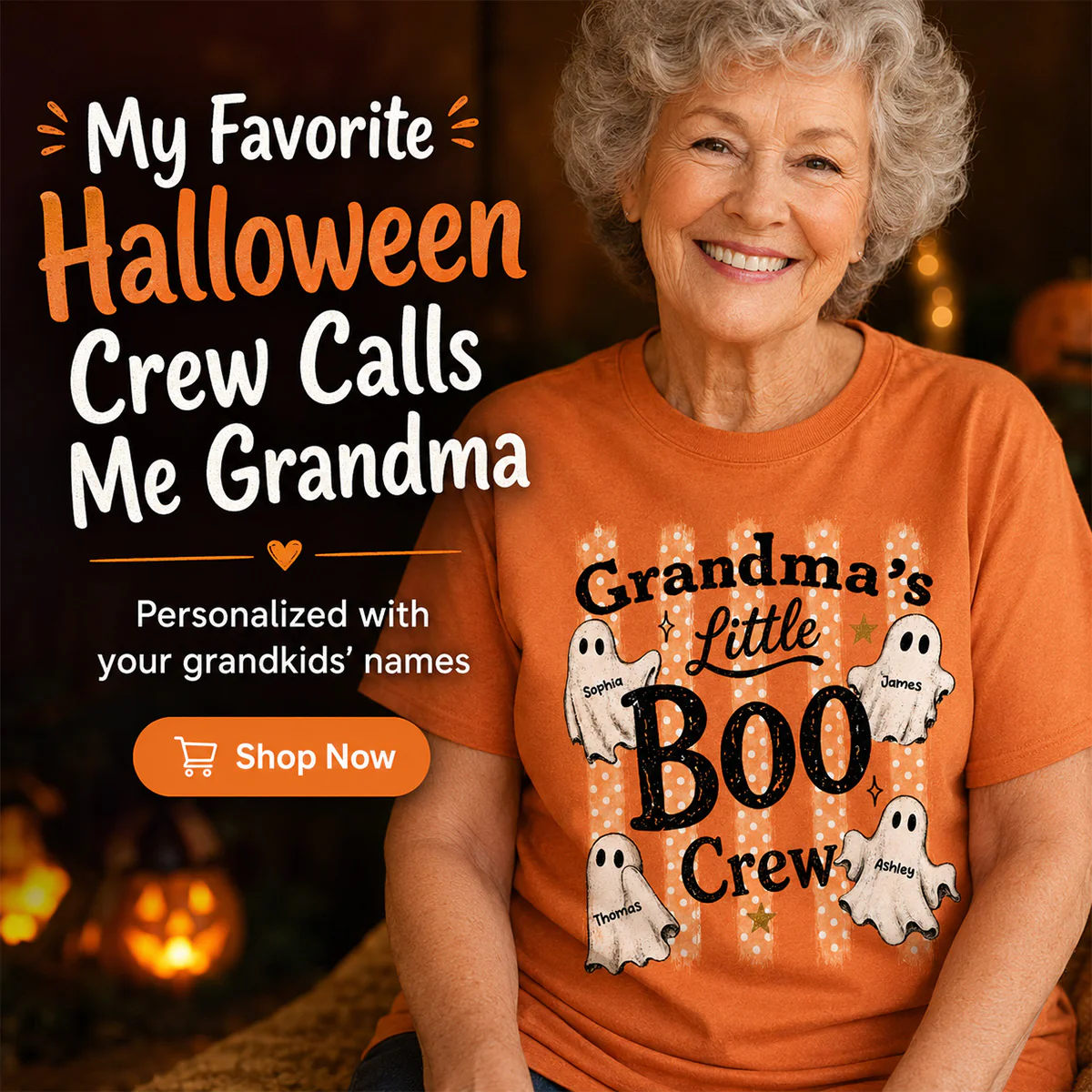 Grandma's Boo Crew Polka Dot Stripes - Personalized Shirt - Perfect Halloween Costume for Grandma - Image 6