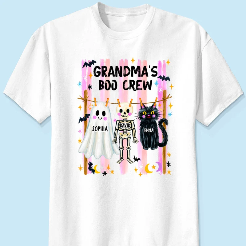 Grandma's Boo Crew Preppy Pattern - Personalized Shirt - Trendy Fall Halloween Tee for Grandma - Image 11