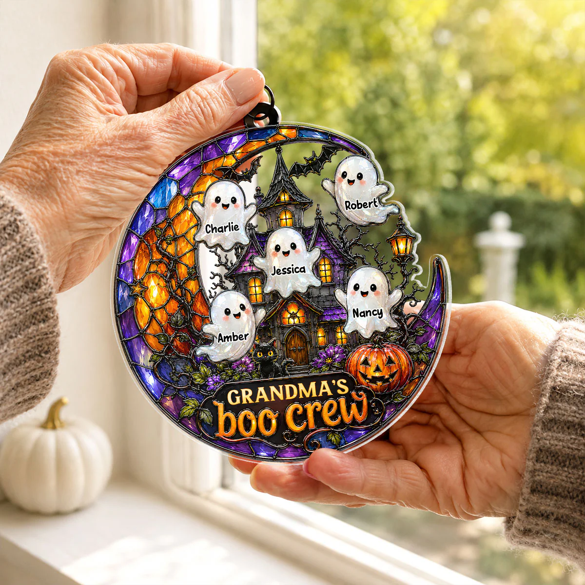 Grandma's Boo Crew - Personalized Acrylic Suncatcher - Cute Spooky Fall Halloween Decor for Grandma - Image 5