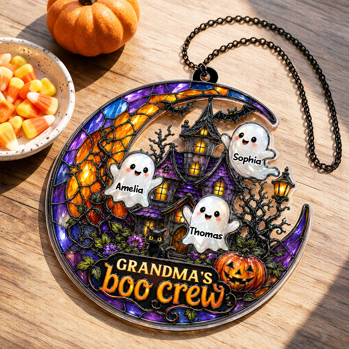 Grandma's Boo Crew - Personalized Acrylic Suncatcher - Cute Spooky Fall Halloween Decor for Grandma - Image 7