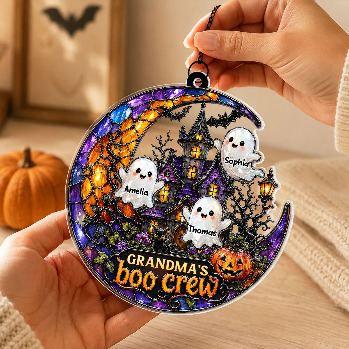 Grandma's Boo Crew - Personalized Acrylic Suncatcher - Cute Spooky Fall Halloween Decor for Grandma - Image 8