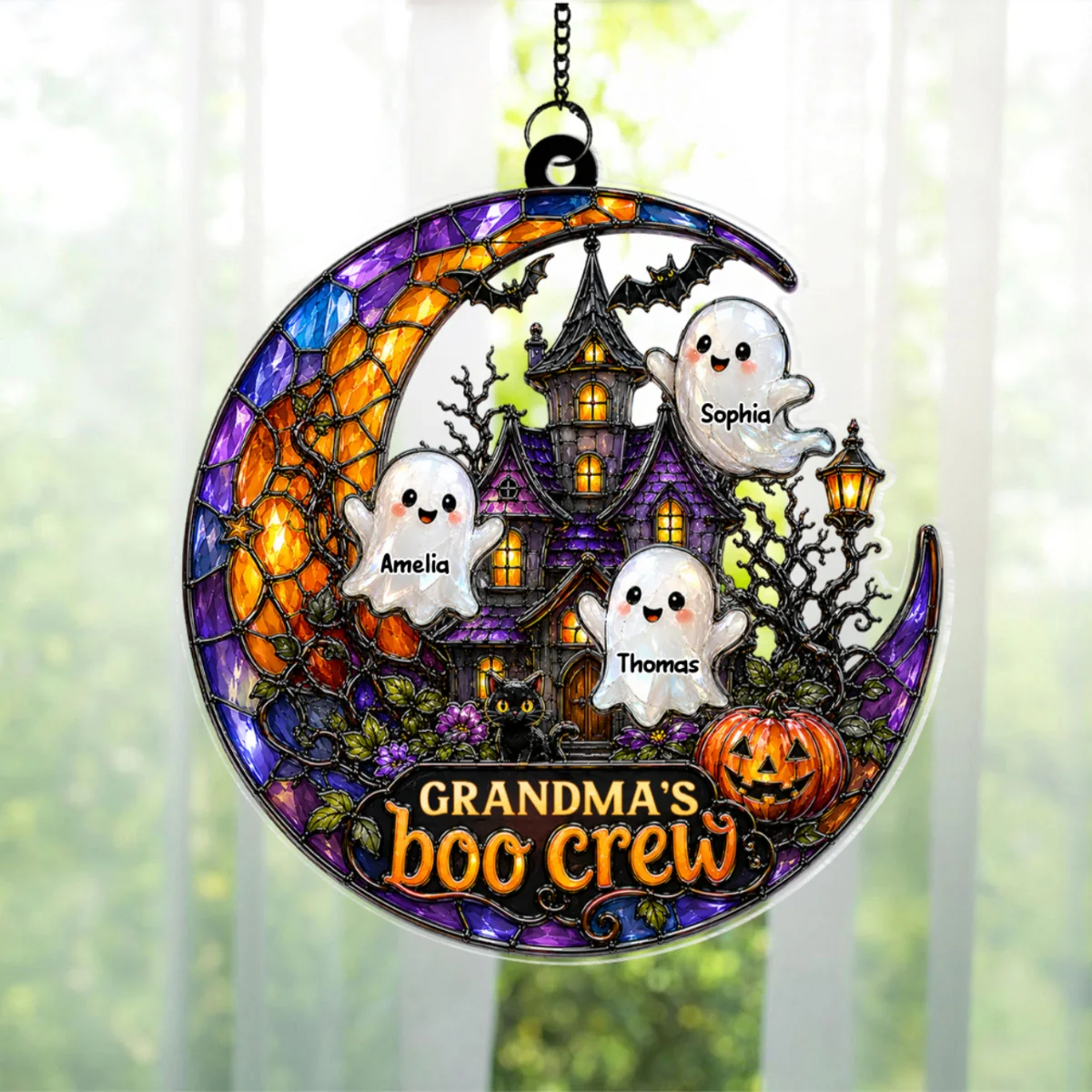 Grandma's Boo Crew - Personalized Acrylic Suncatcher - Cute Spooky Fall Halloween Decor for Grandma - Image 9