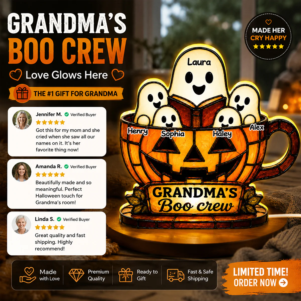 Grandma's Boo Crew - Personalized Light Box - Halloween Decor for Grandma - Image 6