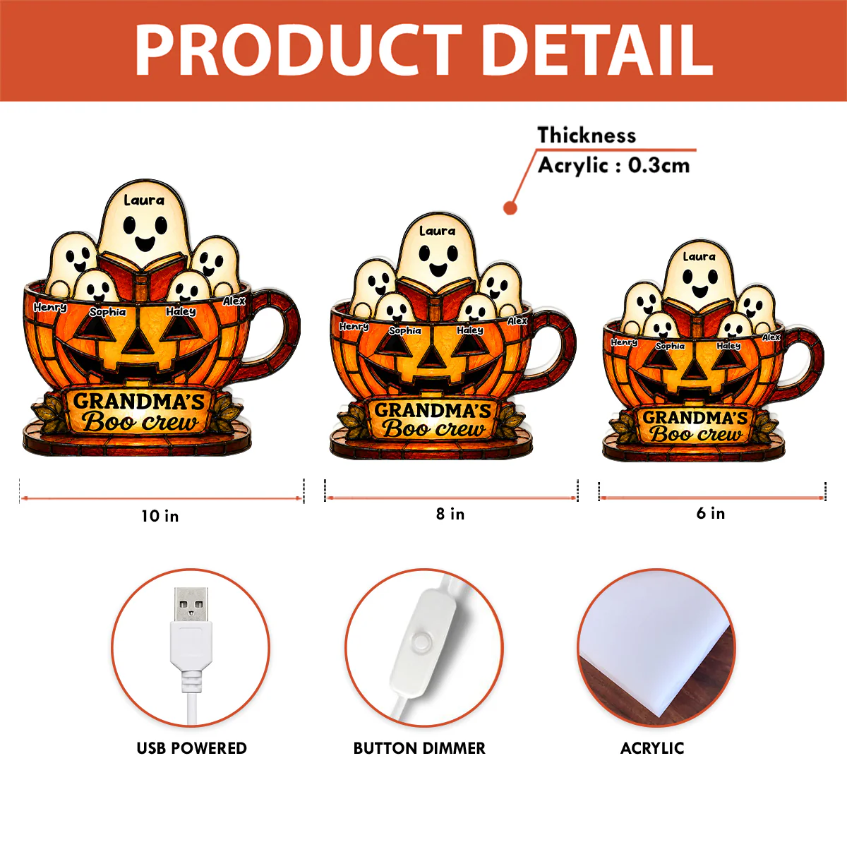 Grandma's Boo Crew - Personalized Light Box - Halloween Decor for Grandma - Image 7
